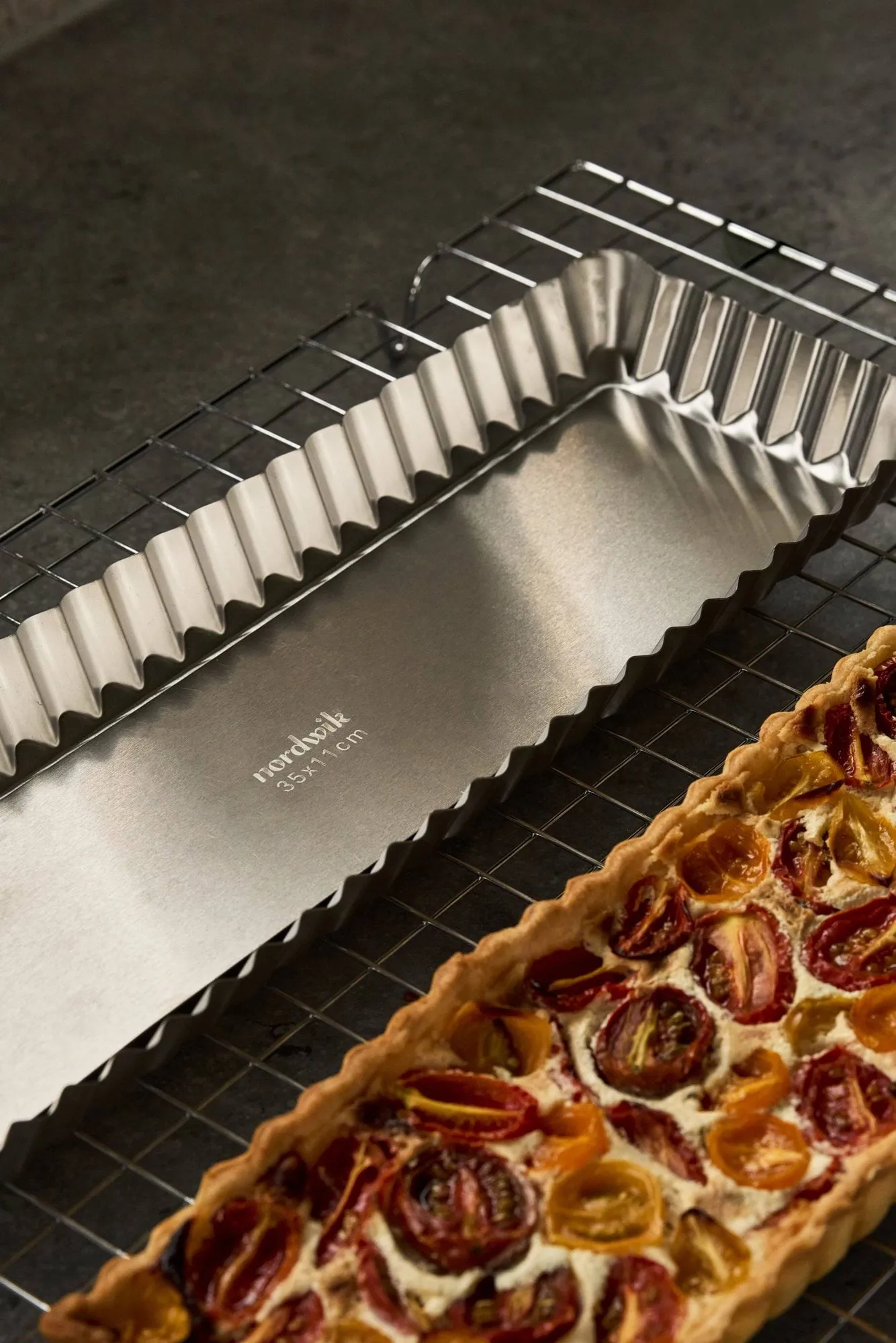 Moule à tarte à fond amovible BAKE, Rectangulaire, acier inoxydable, 35x11 cm Nordwik