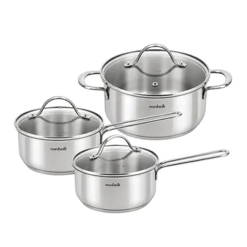 Set de casseroles Nordwik avec couvercles en verre - 3 pièces - Nordwik