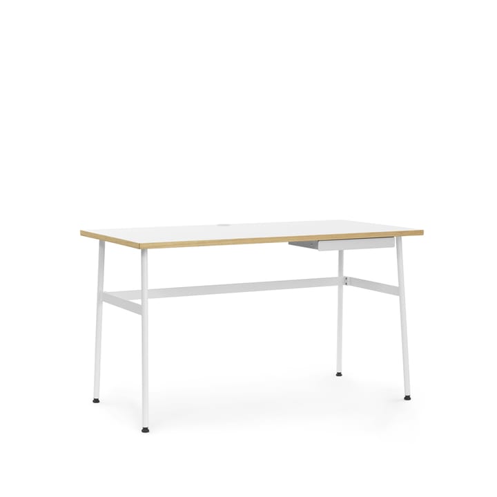 Bureau Journal - stratifié blanc, pieds en acier blanc et tiroir - Normann Copenhagen