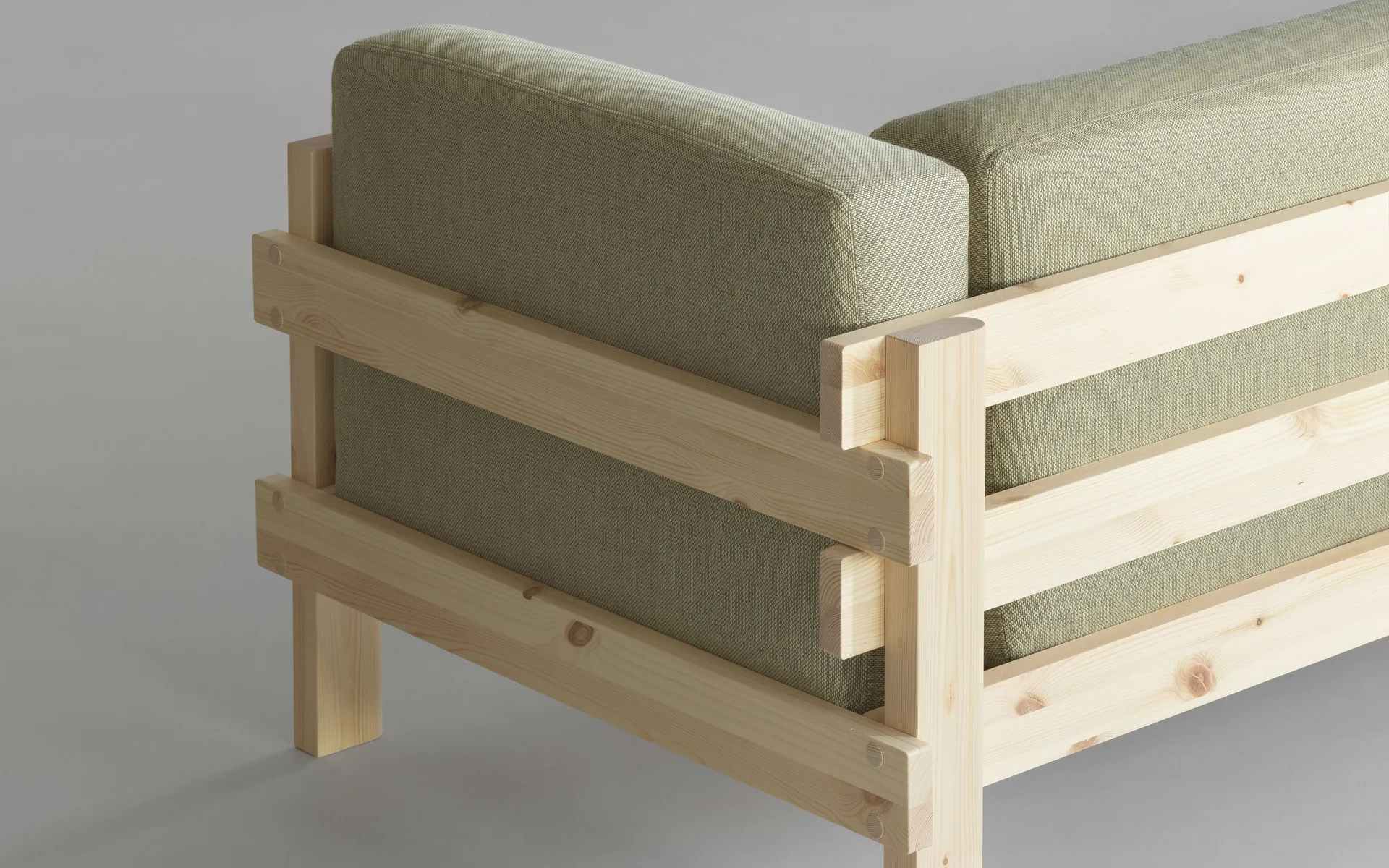 Canapé Kube, Pin de sapin laqué-tissu Remix 356 Brown, 220 cm Normann Copenhagen