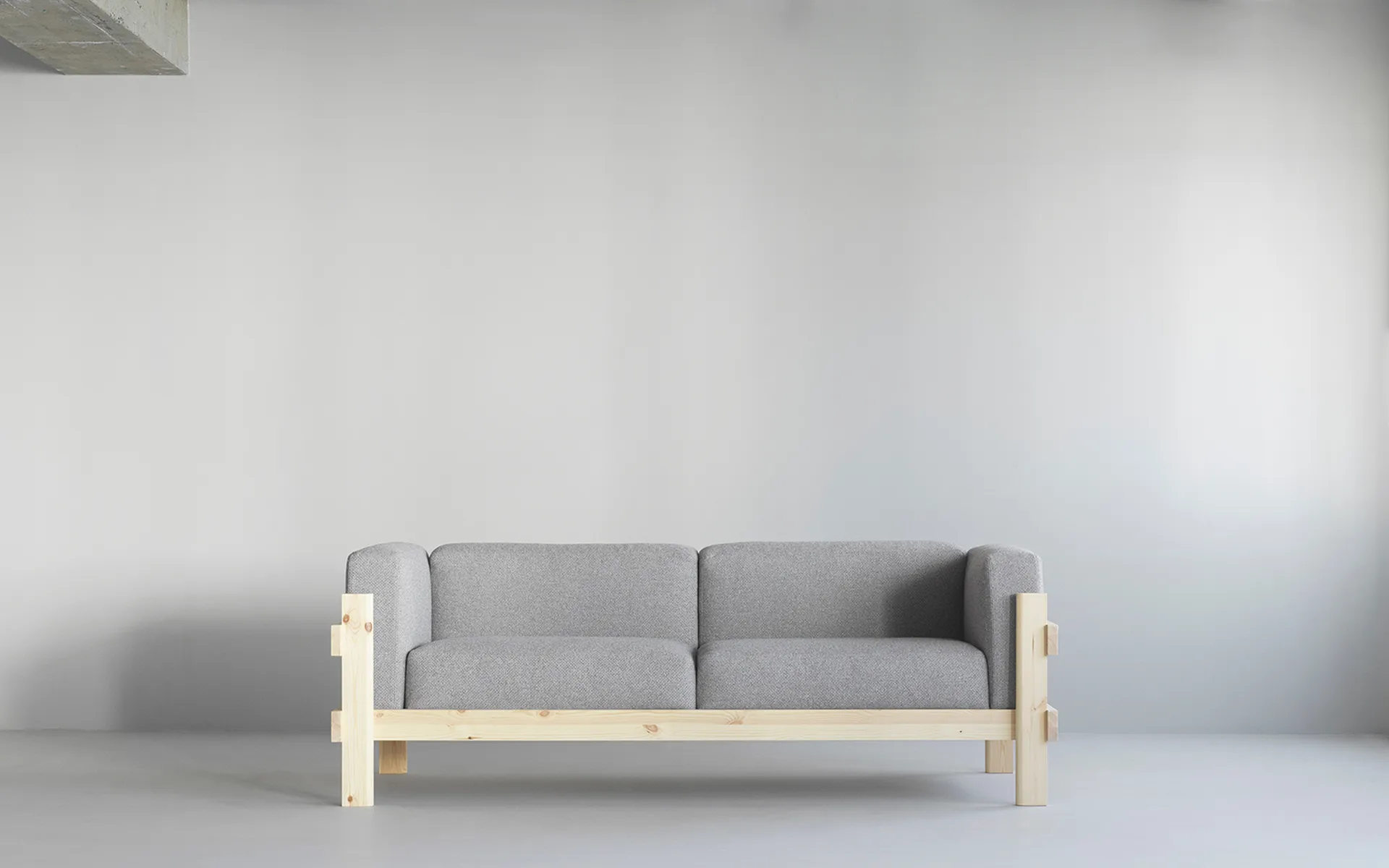 Canapé Kube, Pin en bois laqué-tissu Remix 223 Beige, 220 cm Normann Copenhagen
