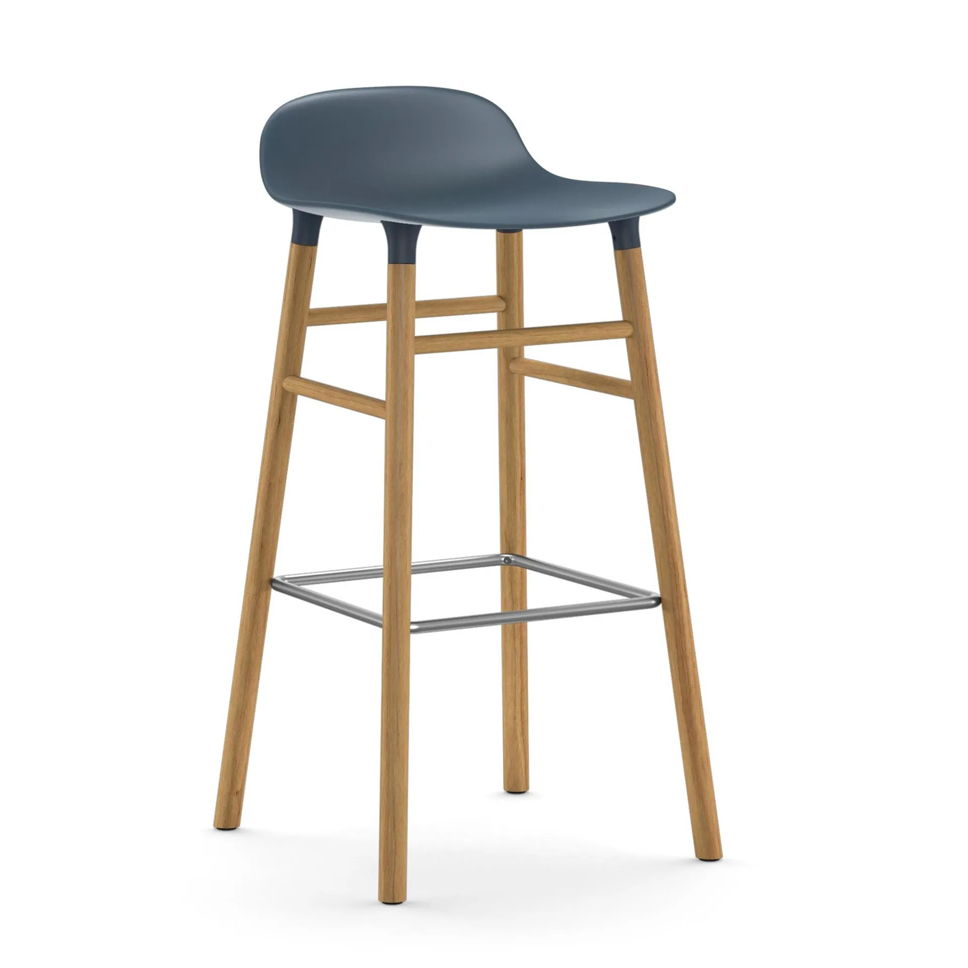 Chaise de bar Form Chair pieds en chêne, bleu Normann Copenhagen