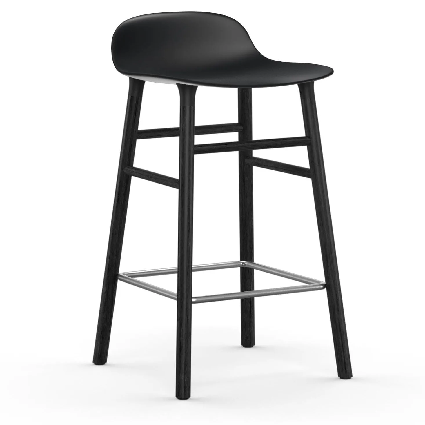 Chaise de bar Form Chair pieds en chêne laqués 65 cm, noir Normann Copenhagen