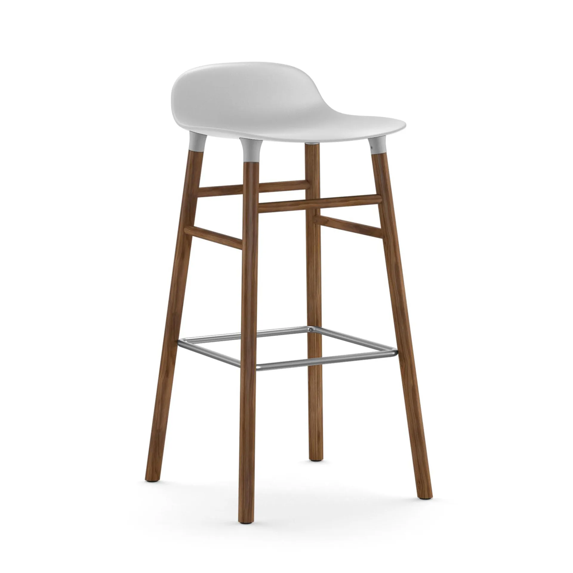 Chaise de bar Form Chair pieds en noyer, blanc Normann Copenhagen