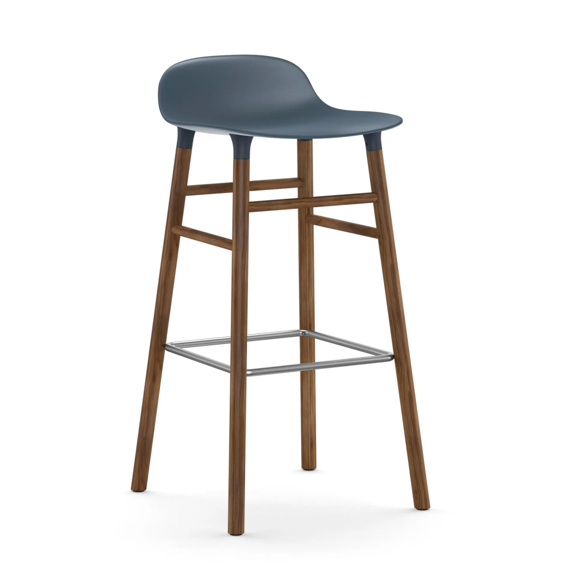 Chaise de bar Form Chair pieds en noyer, bleu Normann Copenhagen