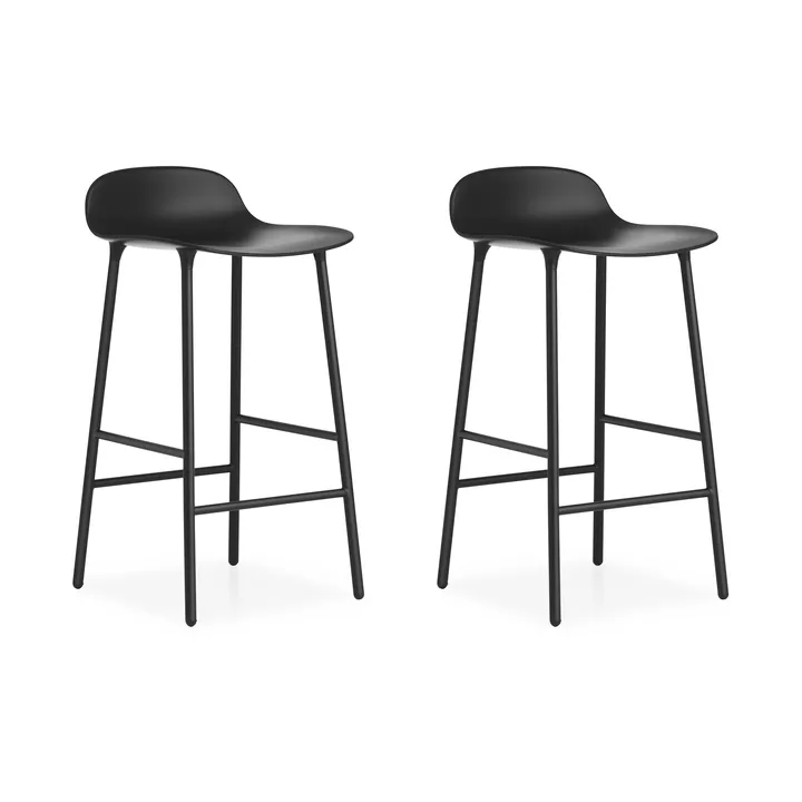 Chaise de bar Form Chair pieds métal, Noir, lot de 2 - Normann Copenhagen