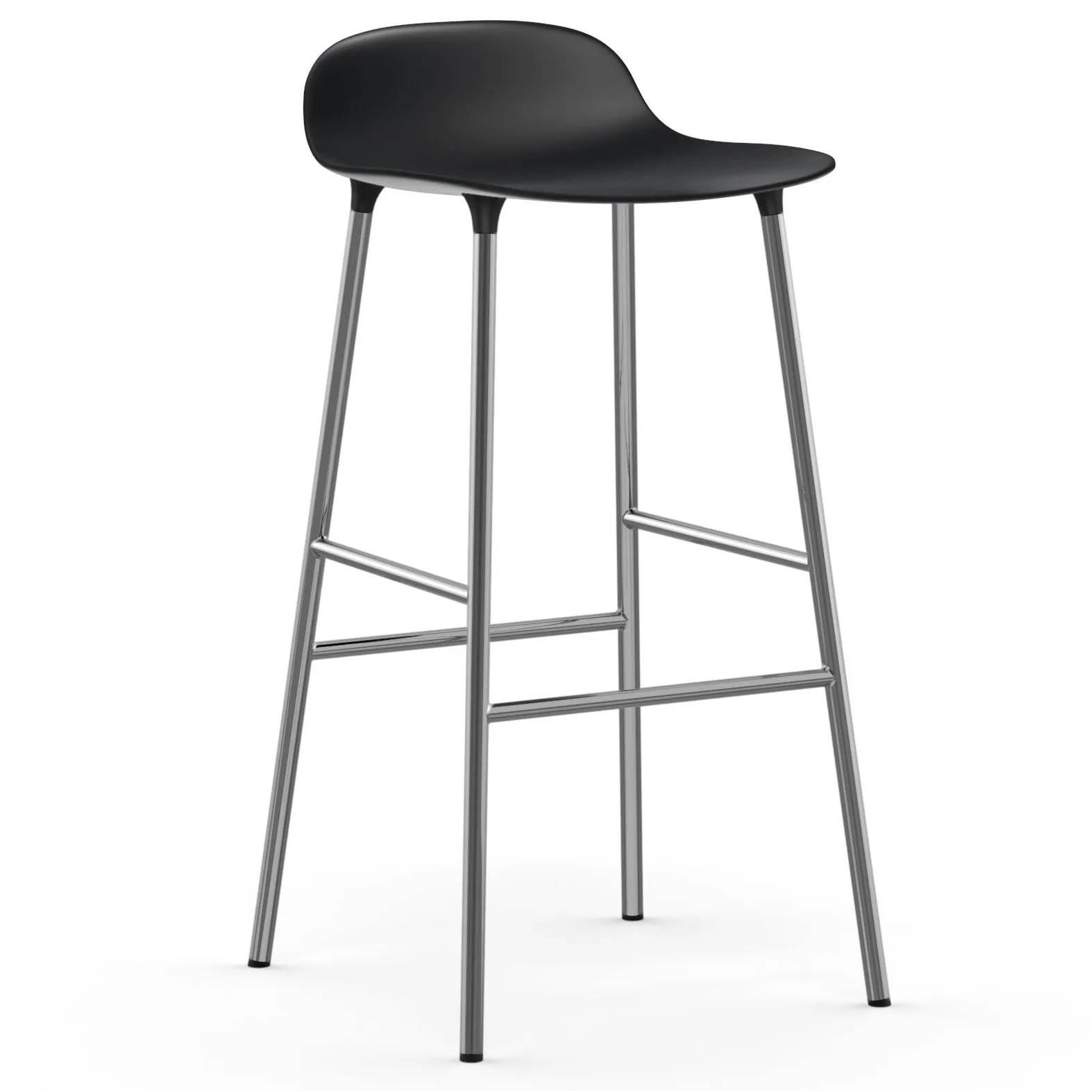 Chaise de bar Form pieds chromés 75 cm, Noir Normann Copenhagen