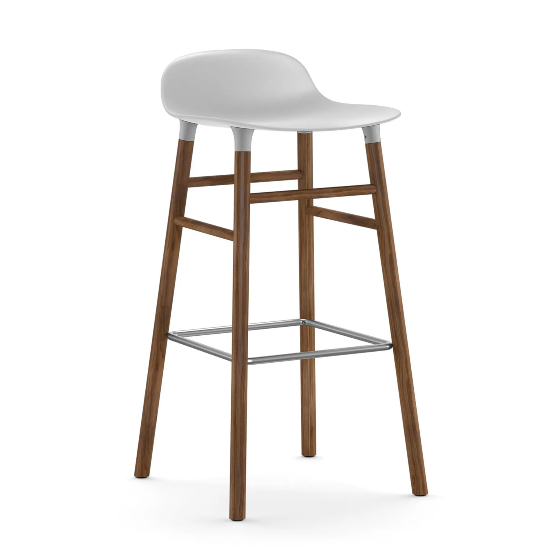 Chaise de bar Form pieds en noyer 75 cm, blanc Normann Copenhagen
