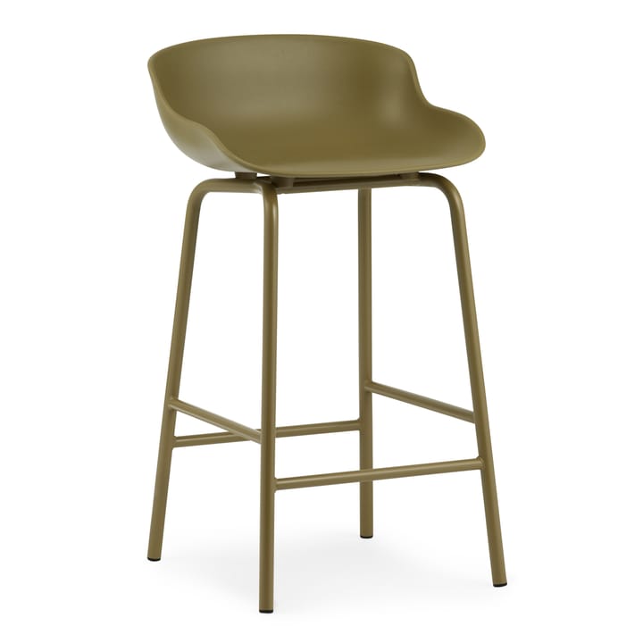 Chaise de bar Hyg pieds en métal 65 cm - Vert olive - Normann Copenhagen