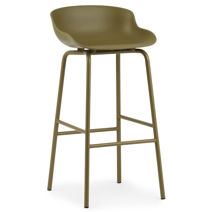 Chaise de bar Hyg pieds en métal 75 cm - Vert olive - Normann Copenhagen