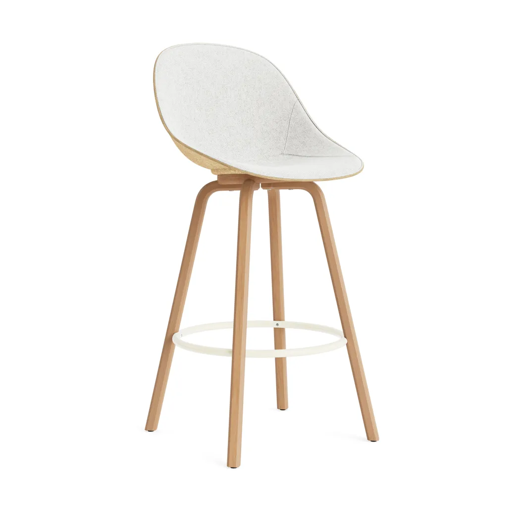 Chaise de bar Mat Bar Chair habillé sur le devant 75 cm, Hallingdal 110-hemp-beech-cream steel Normann Copenhagen