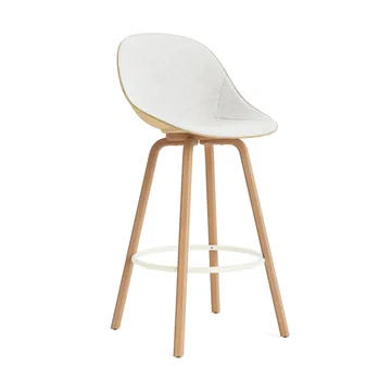 Chaise de bar Mat Bar Chair habillé sur le devant 75 cm - Hallingdal 110-hemp-beech-cream steel - Normann Copenhagen