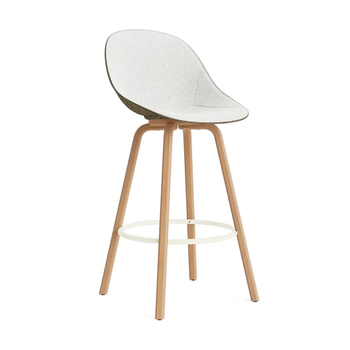 Chaise de bar Mat Bar Chair habillé sur le devant 75 cm - Hallingdal 110-seaweed-beech-cream steel - Normann Copenhagen