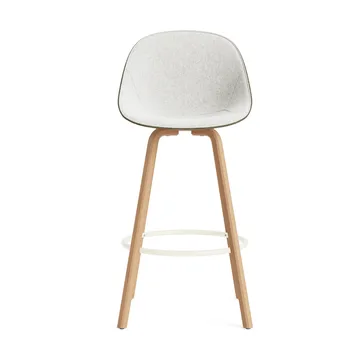 Chaise de bar Mat Bar Chair habillé sur le devant 75 cm - Hallingdal 110-seaweed-beech-cream steel - Normann Copenhagen