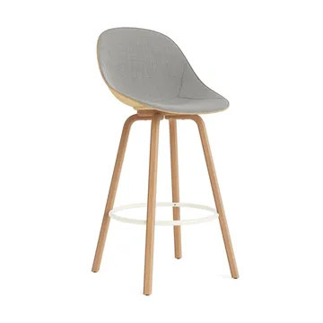 Chaise de bar Mat Bar Chair habillé sur le devant 75 cm - Remix 133-hemp-beech-cream steel - Normann Copenhagen
