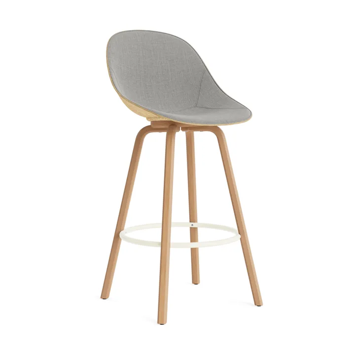 Chaise de bar Mat Bar Chair habillé sur le devant 75 cm - Remix 133-hemp-beech-cream steel - Normann Copenhagen