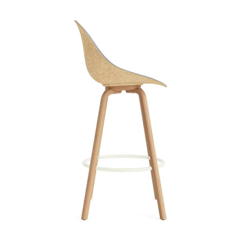 Chaise de bar Mat Bar Chair habillé sur le devant 75 cm, Remix 133-hemp-beech-cream steel Normann Copenhagen