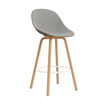 Chaise de bar Mat Bar Chair habillé sur le devant 75 cm - Remix 133-seaweed-beech-cream steel - Normann Copenhagen