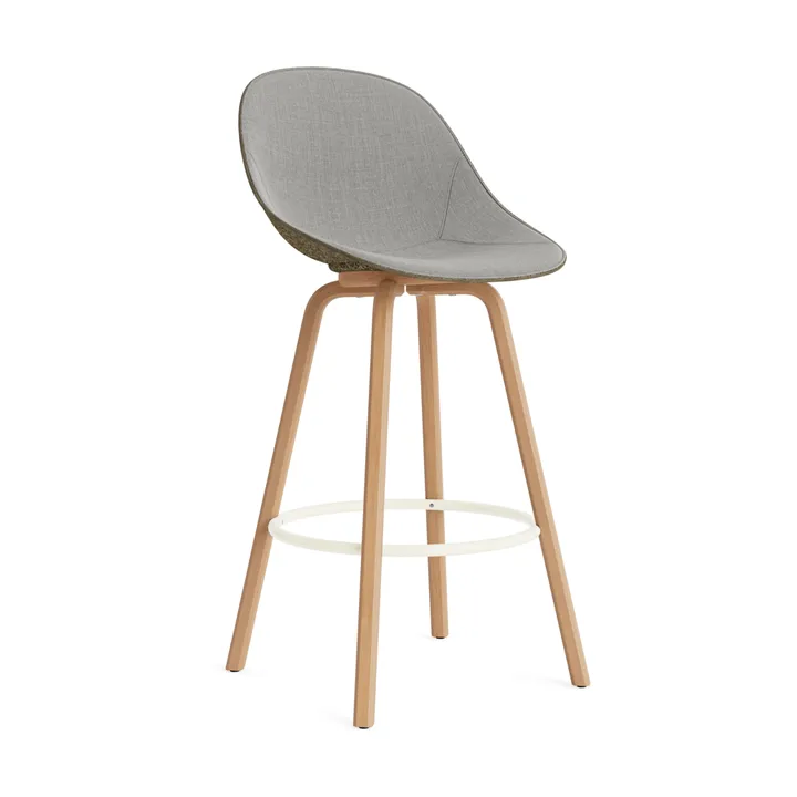 Chaise de bar Mat Bar Chair habillé sur le devant 75 cm - Remix 133-seaweed-beech-cream steel - Normann Copenhagen