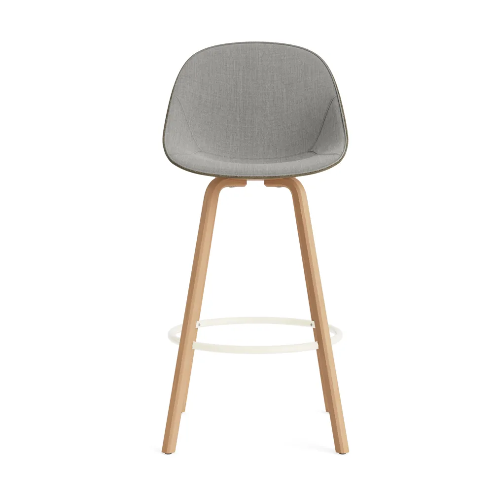 Chaise de bar Mat Bar Chair habillé sur le devant 75 cm, Remix 133-seaweed-beech-cream steel Normann Copenhagen