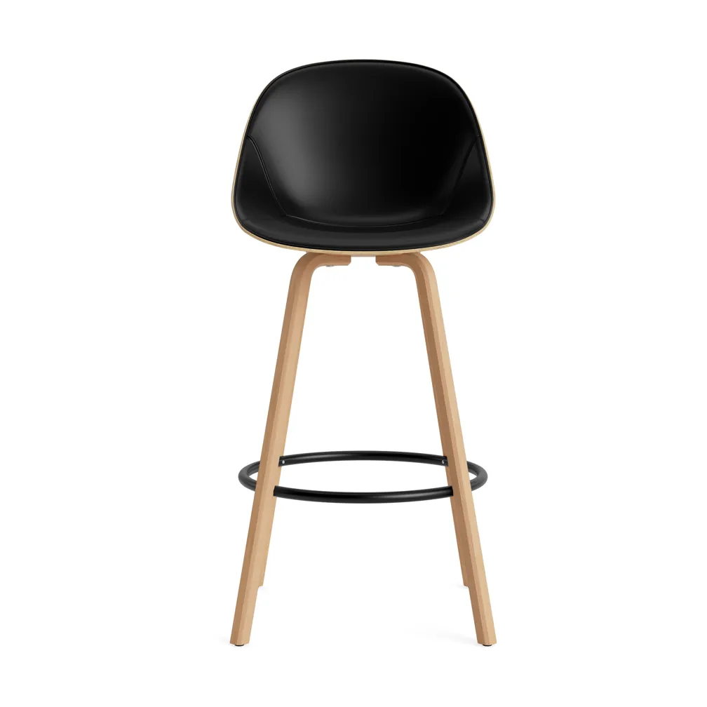 Chaise de bar Mat Bar Chair habillé sur le devant 75 cm, Ultra 41599-hemp-beech-black steel Normann Copenhagen