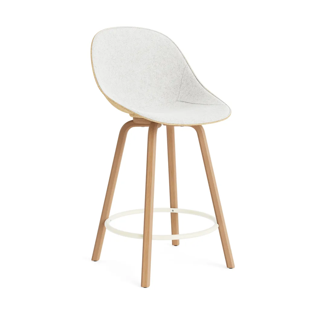 Chaise de bar Mat Bar Chair habillée sur le devant 65 cm, Hallingdal 110-hemp-beech-cream steel Normann Copenhagen