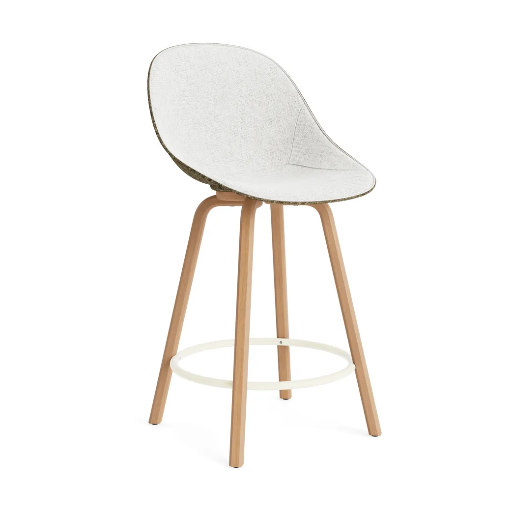 Chaise de bar Mat Bar Chair habillée sur le devant 65 cm, Hallingdal 110-seaweed-beech-cream steel Normann Copenhagen