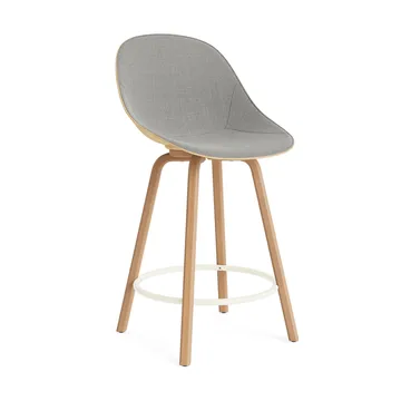 Chaise de bar Mat Bar Chair habillée sur le devant 65 cm - Remix 133-hemp-beech-cream steel. - Normann Copenhagen