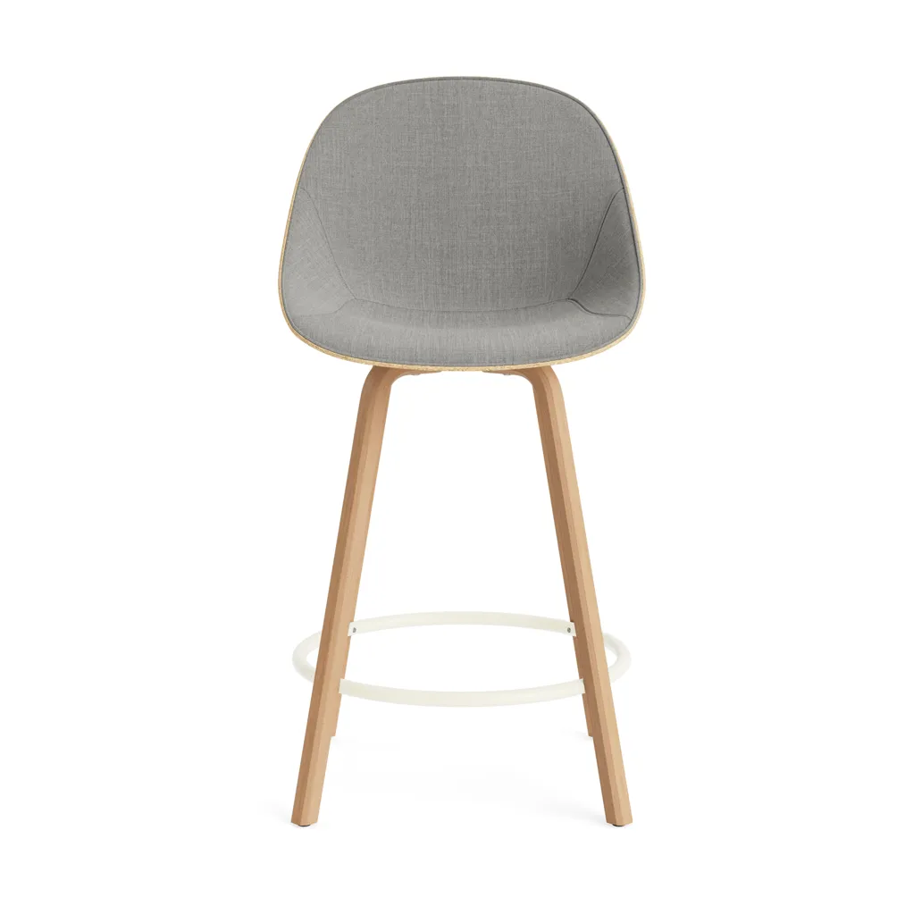 Chaise de bar Mat Bar Chair habillée sur le devant 65 cm, Remix 133-hemp-beech-cream steel. Normann Copenhagen