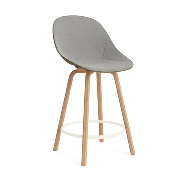 Chaise de bar Mat Bar Chair habillée sur le devant 65 cm - Remix 133-seaweed-beech-cream steel - Normann Copenhagen