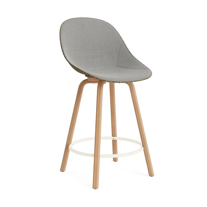 Chaise de bar Mat Bar Chair habillée sur le devant 65 cm - Remix 133-seaweed-beech-cream steel - Normann Copenhagen