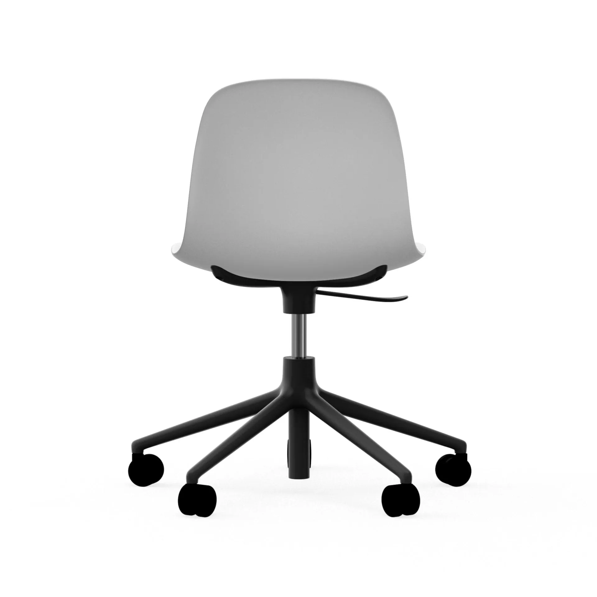 Chaise de bureau Form avec base pivotante, fauteuil de bureau 5W, blanc, aluminium noir, roulettes Normann Copenhagen