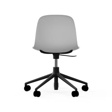 Chaise de bureau Form avec base pivotante, fauteuil de bureau 5W - blanc, aluminium noir, roulettes - Normann Copenhagen