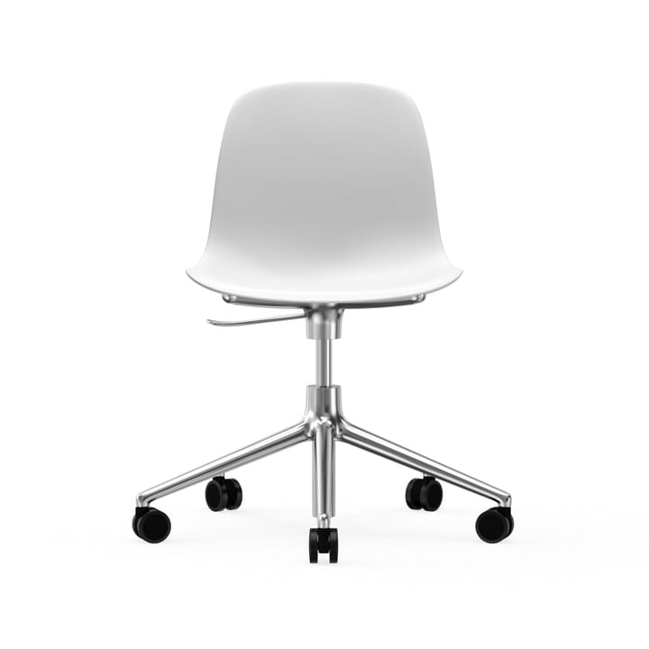 Chaise de bureau Form avec base pivotante, fauteuil de bureau 5W - blanc, aluminium, roulettes - Normann Copenhagen
