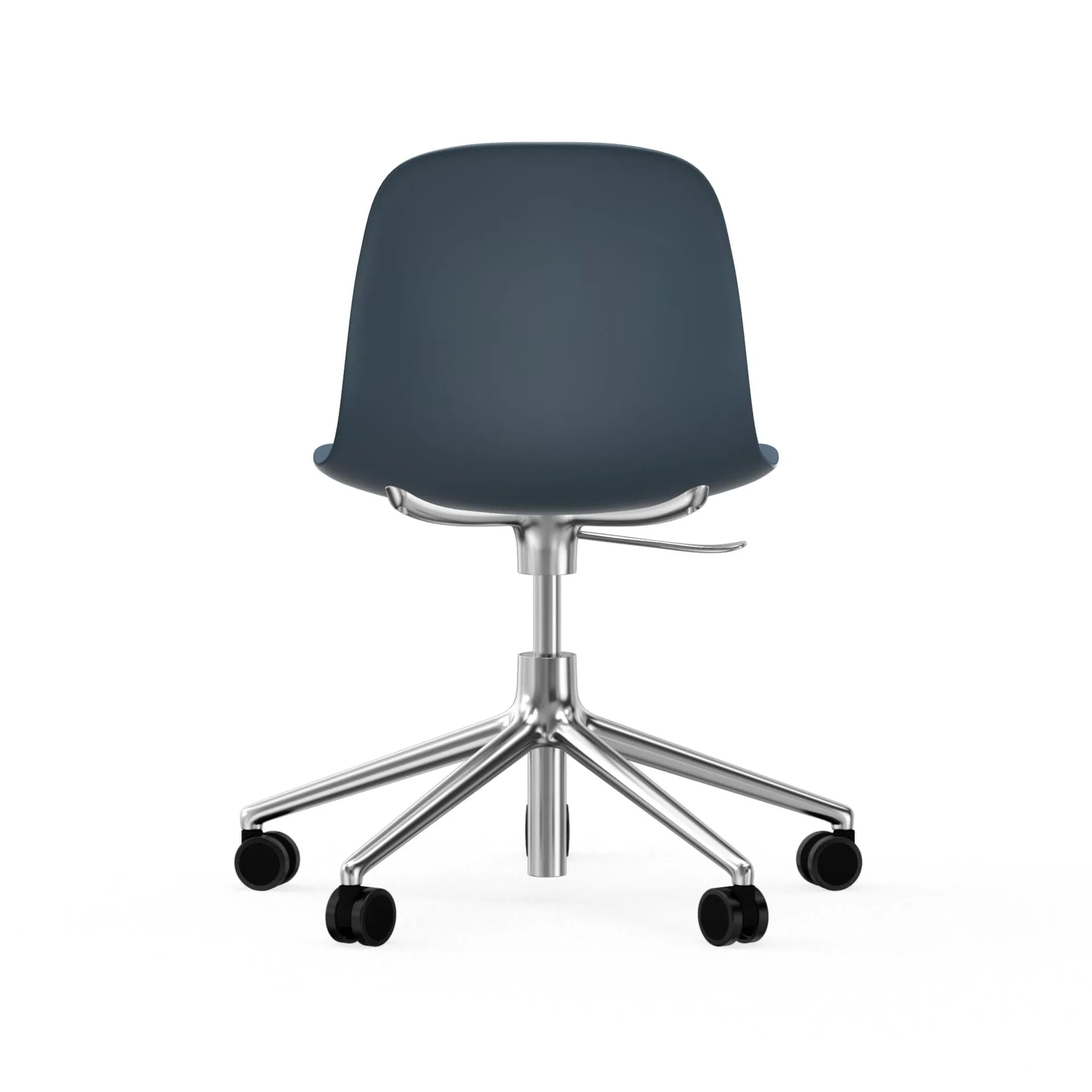 Chaise de bureau Form avec base pivotante, fauteuil de bureau 5W, bleu, aluminium, roulettes Normann Copenhagen