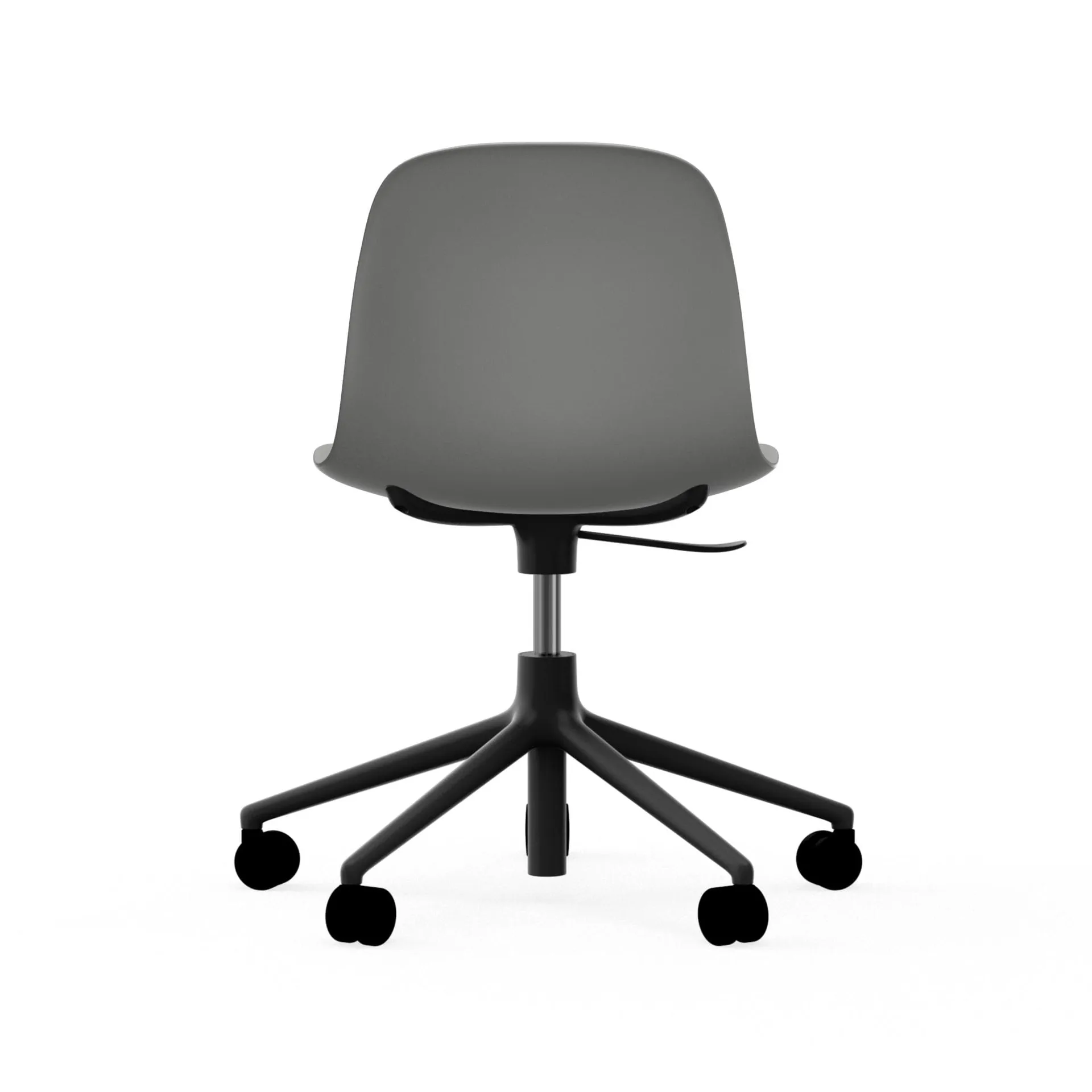 Chaise de bureau Form avec base pivotante, fauteuil de bureau 5W, Gris, aluminium noir, roulettes Normann Copenhagen
