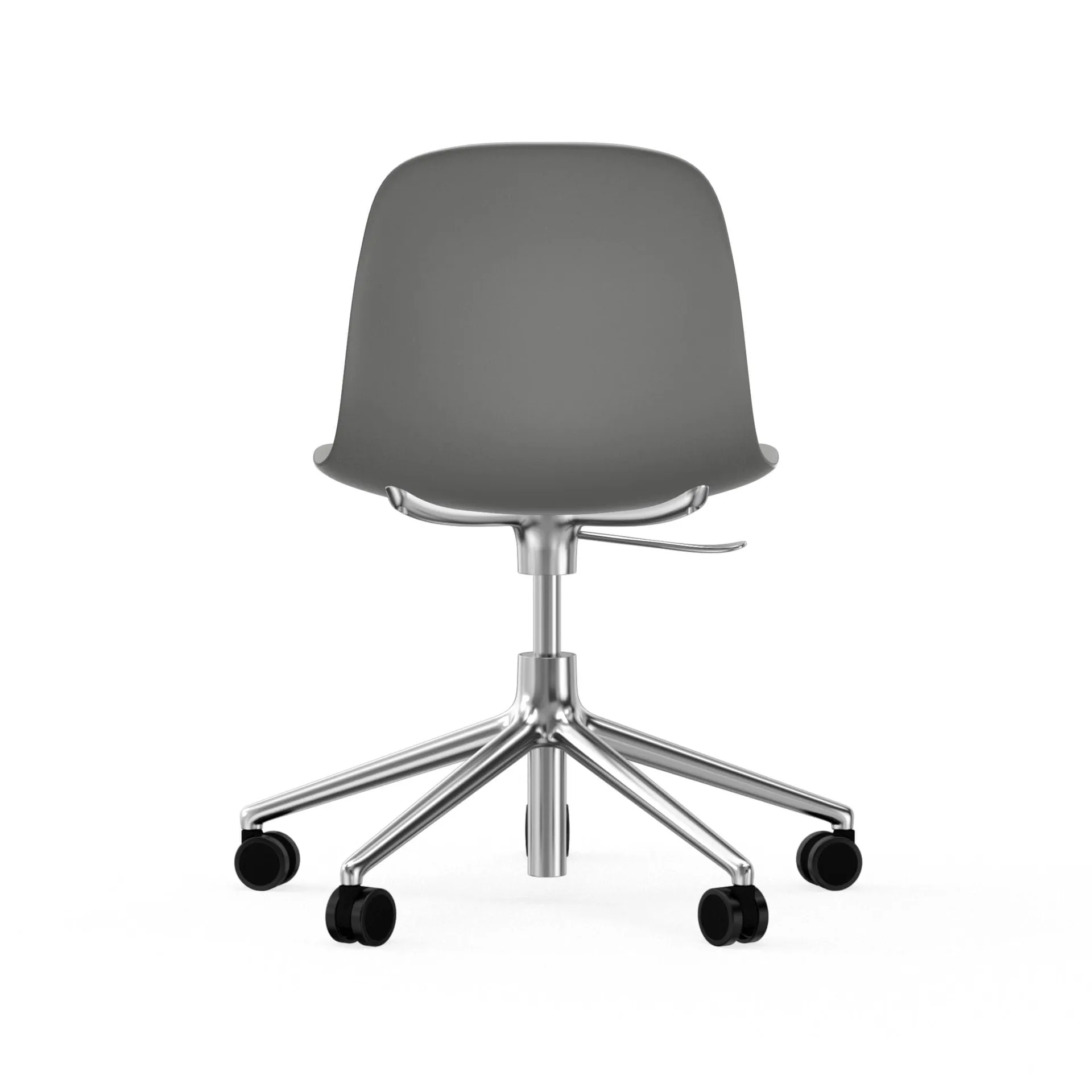 Chaise de bureau Form avec base pivotante, fauteuil de bureau 5W, gris, aluminium, roulettes Normann Copenhagen