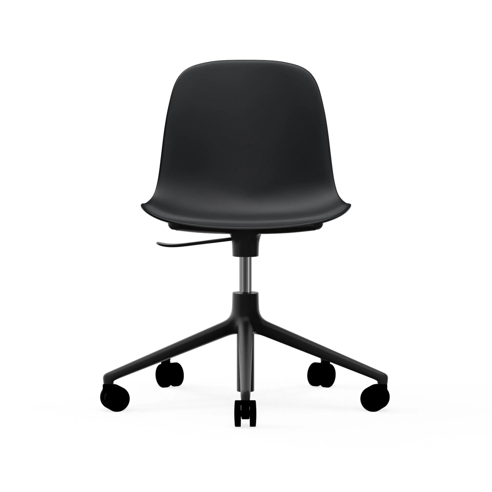 Chaise de bureau Form avec base pivotante, fauteuil de bureau 5W, noir, aluminium noir, roulettes Normann Copenhagen
