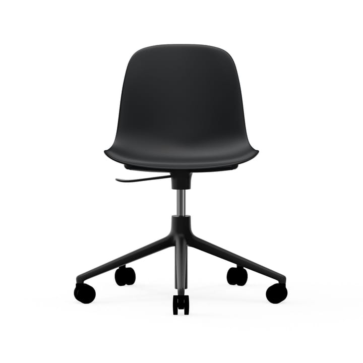 Chaise de bureau Form avec base pivotante, fauteuil de bureau 5W - noir, aluminium noir, roulettes - Normann Copenhagen