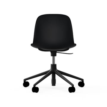 Chaise de bureau Form avec base pivotante, fauteuil de bureau 5W - noir, aluminium noir, roulettes - Normann Copenhagen