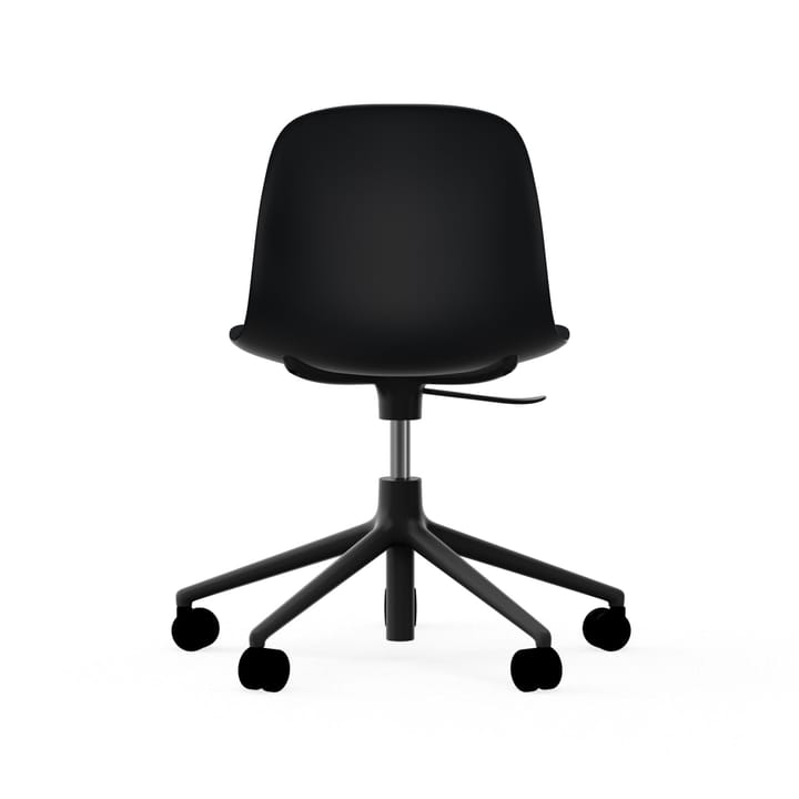 Chaise de bureau Form avec base pivotante, fauteuil de bureau 5W - noir, aluminium noir, roulettes - Normann Copenhagen