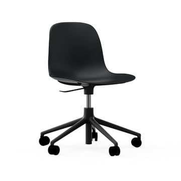 Chaise de bureau Form avec base pivotante, fauteuil de bureau 5W - noir, aluminium noir, roulettes - Normann Copenhagen