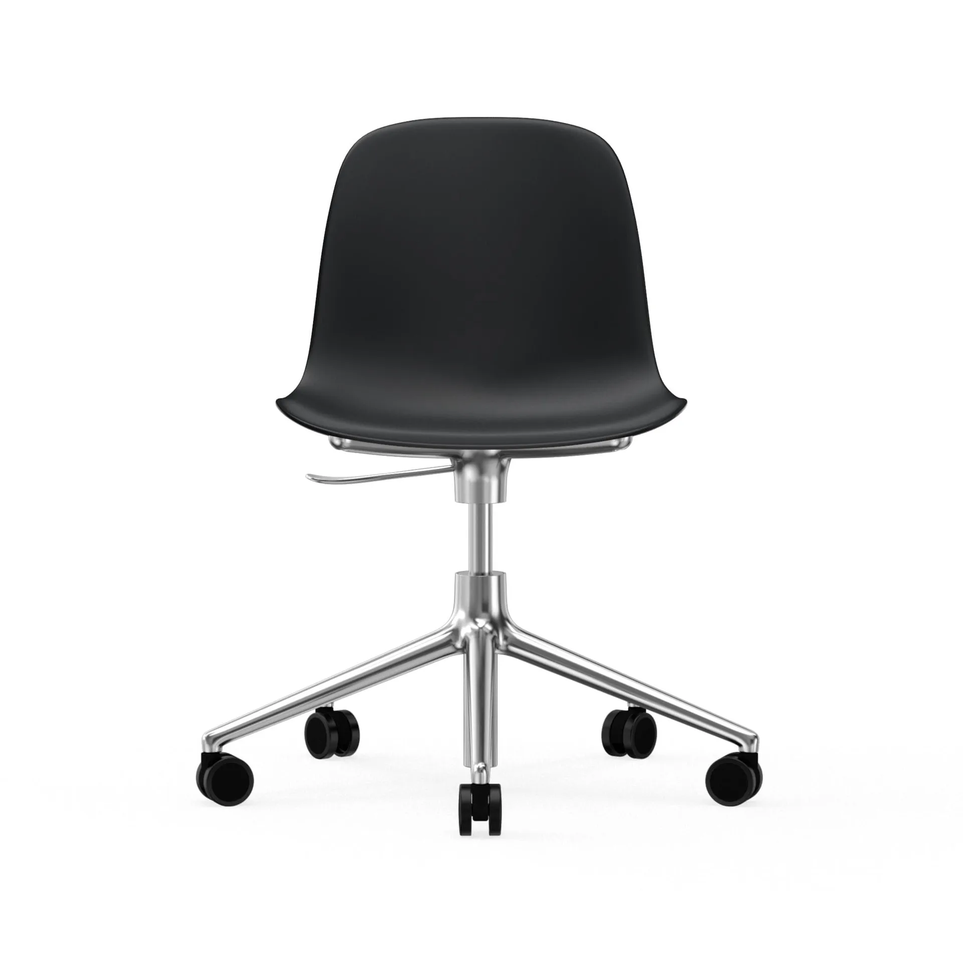 Chaise de bureau Form avec base pivotante, fauteuil de bureau 5W, noir, aluminium, roulettes Normann Copenhagen
