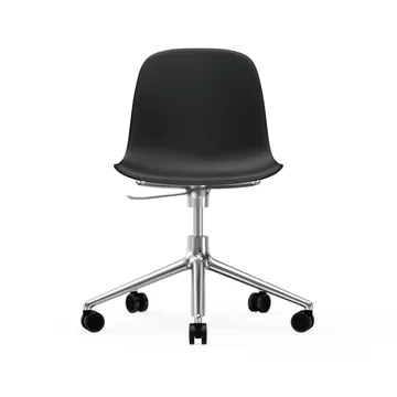 Chaise de bureau Form avec base pivotante, fauteuil de bureau 5W - noir, aluminium, roulettes - Normann Copenhagen