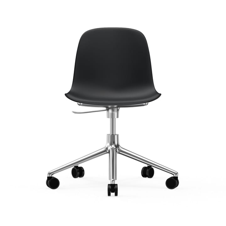 Chaise de bureau Form avec base pivotante, fauteuil de bureau 5W - noir, aluminium, roulettes - Normann Copenhagen