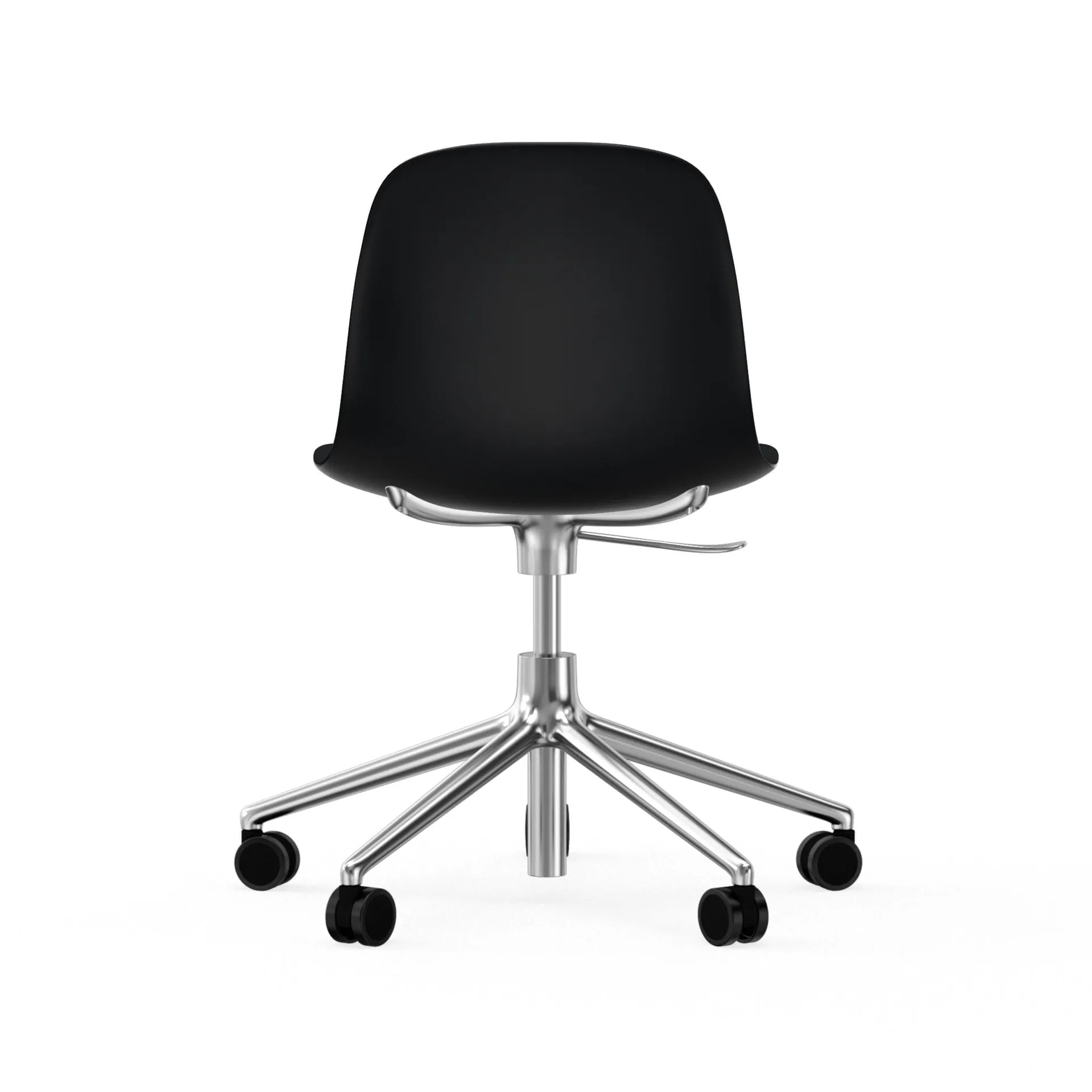 Chaise de bureau Form avec base pivotante, fauteuil de bureau 5W, noir, aluminium, roulettes Normann Copenhagen