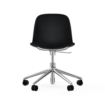 Chaise de bureau Form avec base pivotante, fauteuil de bureau 5W - noir, aluminium, roulettes - Normann Copenhagen