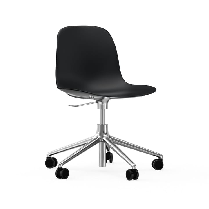 Chaise de bureau Form avec base pivotante, fauteuil de bureau 5W - noir, aluminium, roulettes - Normann Copenhagen