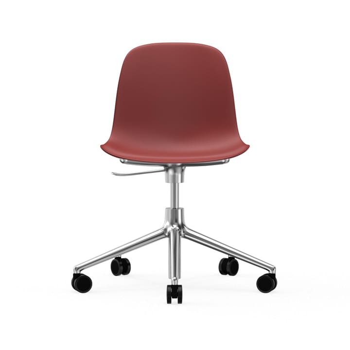 Chaise de bureau Form avec base pivotante, fauteuil de bureau 5W - rouge, aluminium, roulettes - Normann Copenhagen