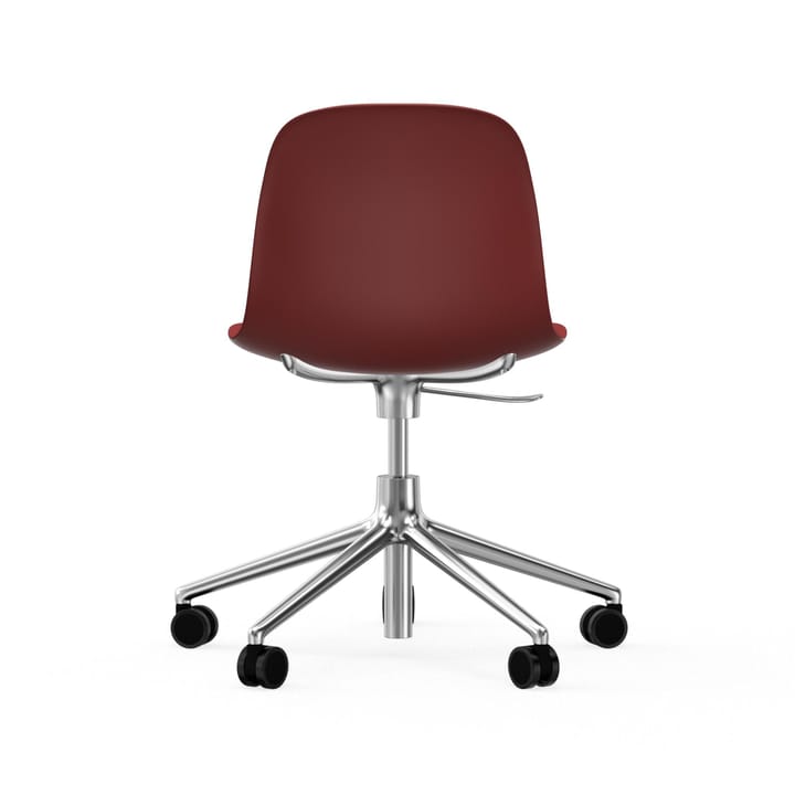 Chaise de bureau Form avec base pivotante, fauteuil de bureau 5W - rouge, aluminium, roulettes - Normann Copenhagen